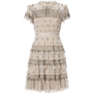 Needle and Thread Andromeda Mini Dress in Gray Size 0